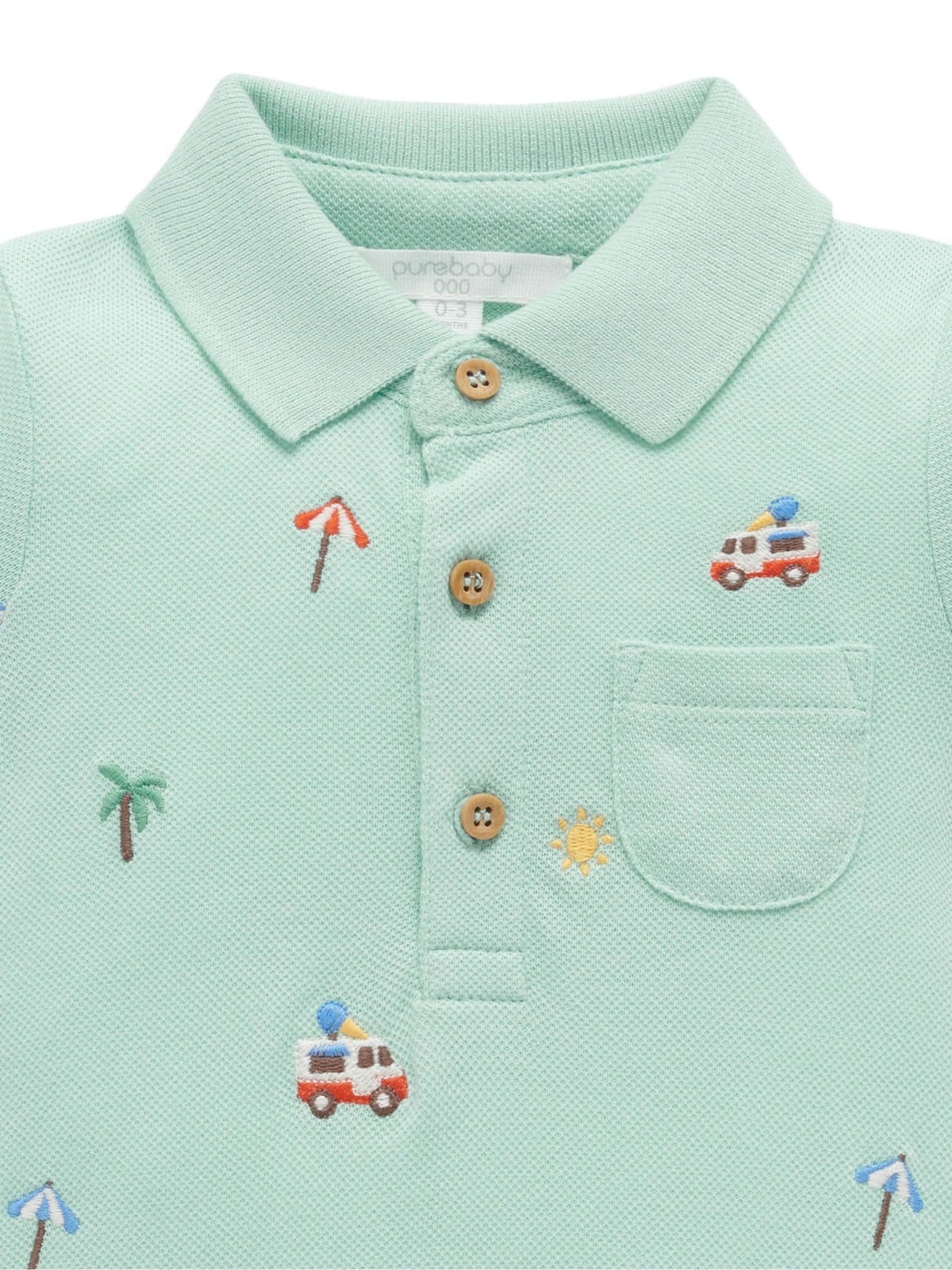 Purebaby Blue Cancun Polo Rompersuit image 3