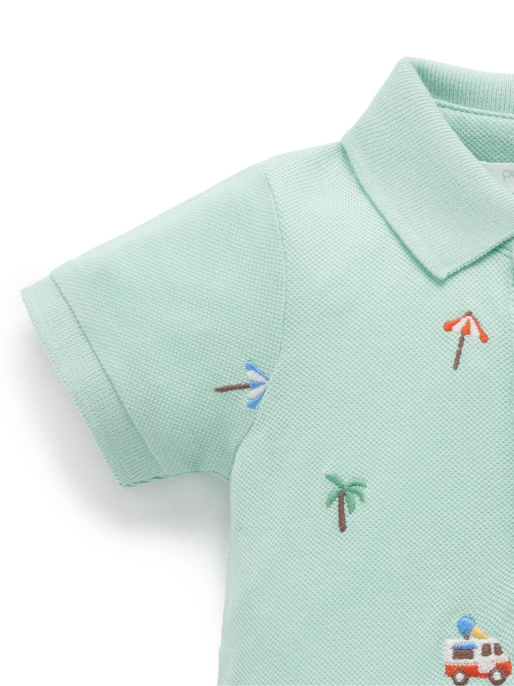 Purebaby Blue Cancun Polo Rompersuit image 4