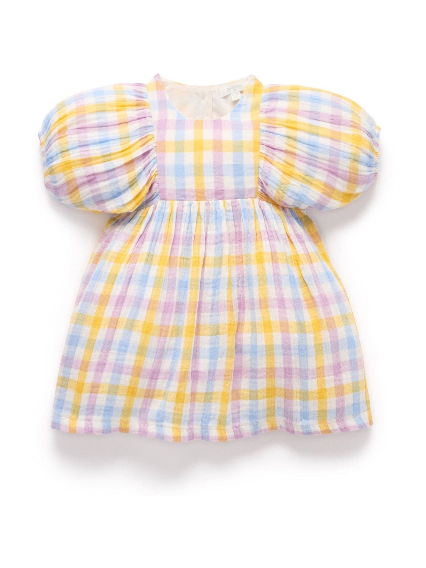 Purebaby Pink Check Gathered Dress image 2