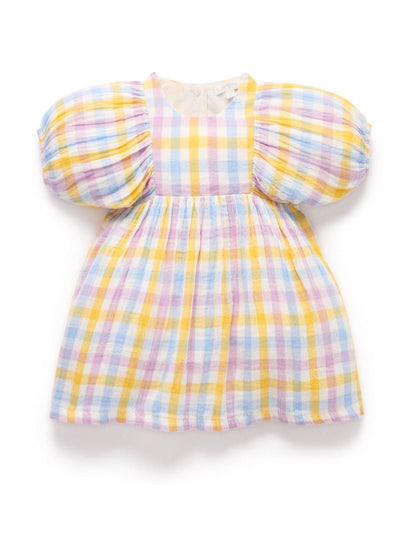 Purebaby Pink Check Gathered Dress image 2
