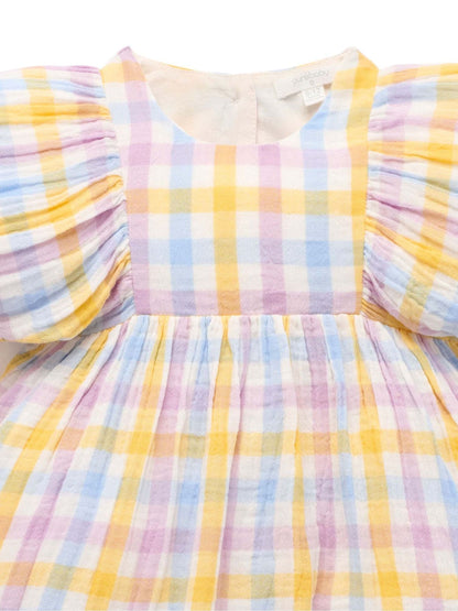 Purebaby Pink Check Gathered Dress image 3