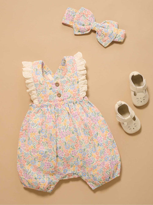 Purebaby Pink Floral Romper image 1