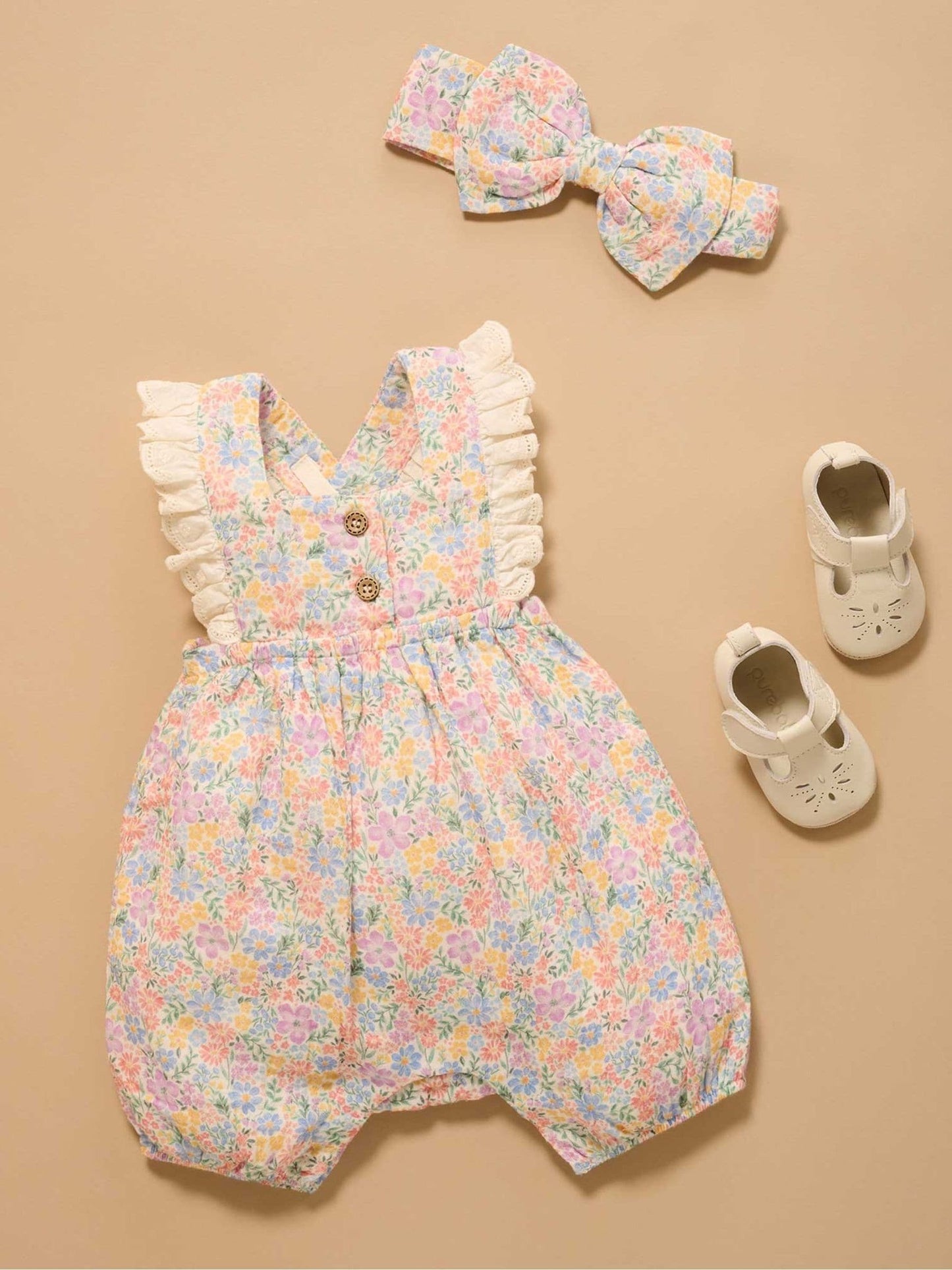 Purebaby Pink Floral Romper image 1