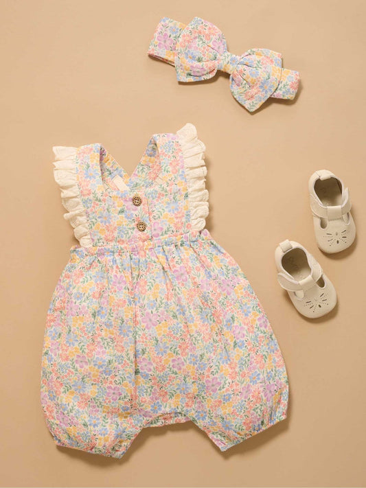 Purebaby Pink Floral Romper image 1