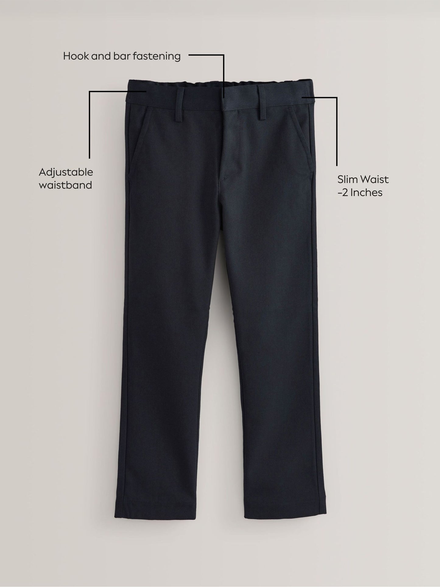 Dsiney Kidz - Navy Slim Waist Straight Leg School Trousers (3-17yrs) image 5
