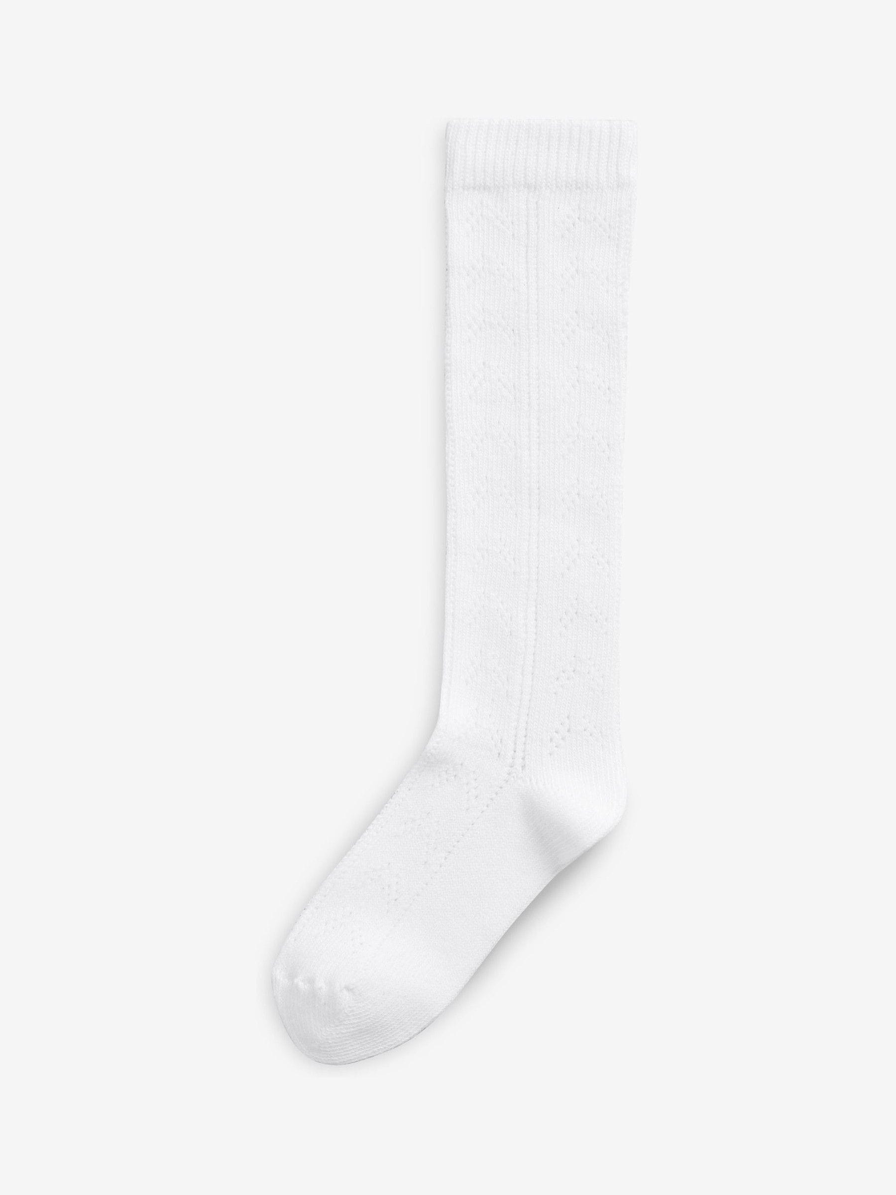 White 3 Pack Cotton Rich Pointelle Knee High School Socks image 3