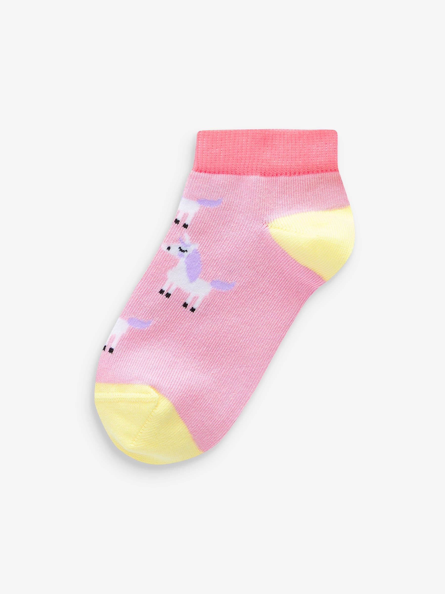 Pink/Grey/Purple 5 Pack Cotton Rich Unicorn Character Trainer Socks image 6