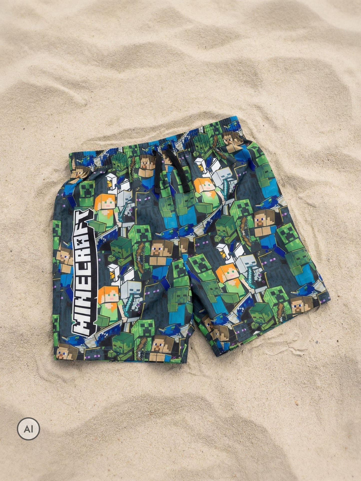 Dsiney Kidz - Vanilla Underground Green Minecraft Swim Shorts image 2