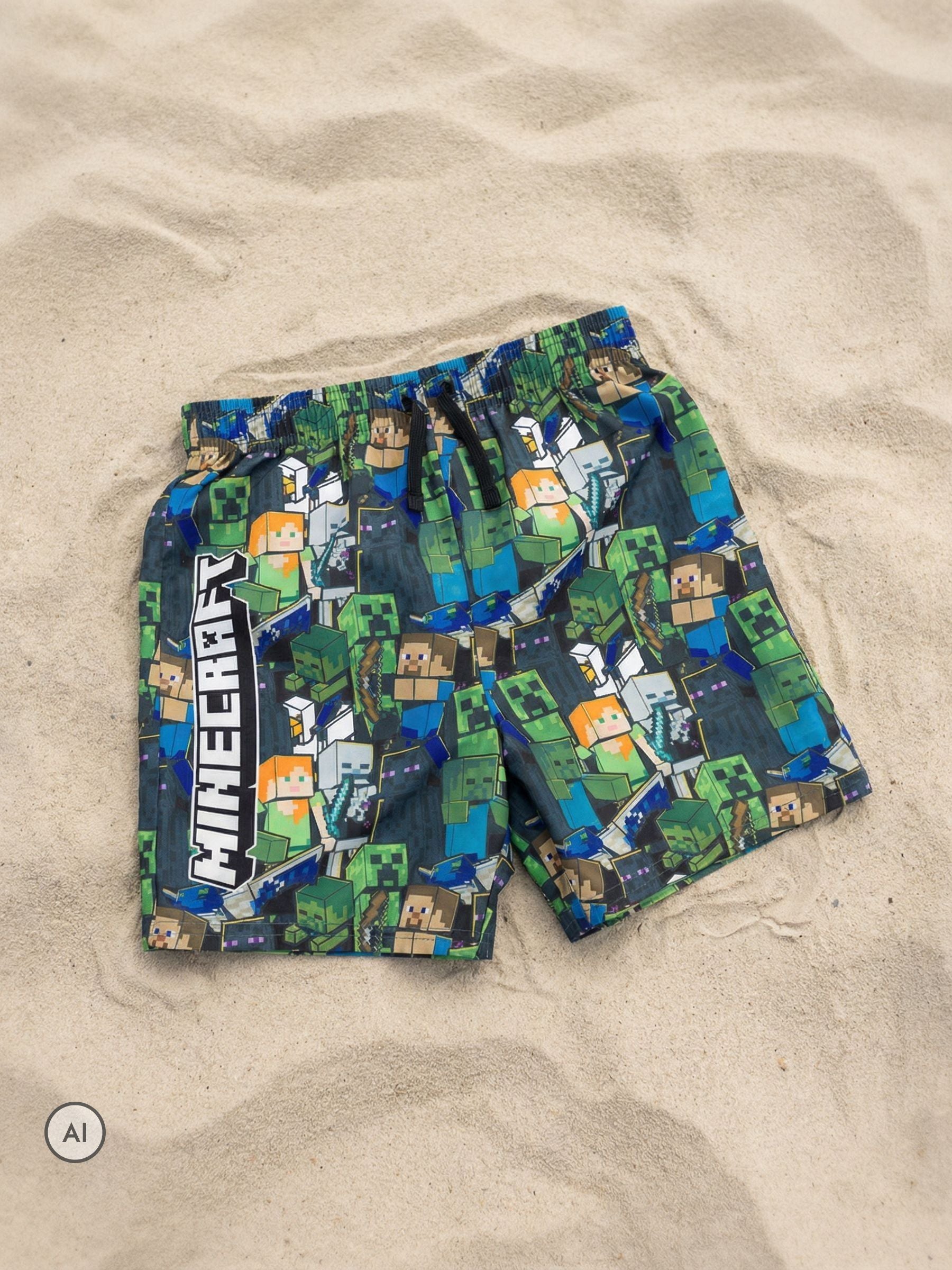 Dsiney Kidz - Vanilla Underground Green Minecraft Swim Shorts image 2