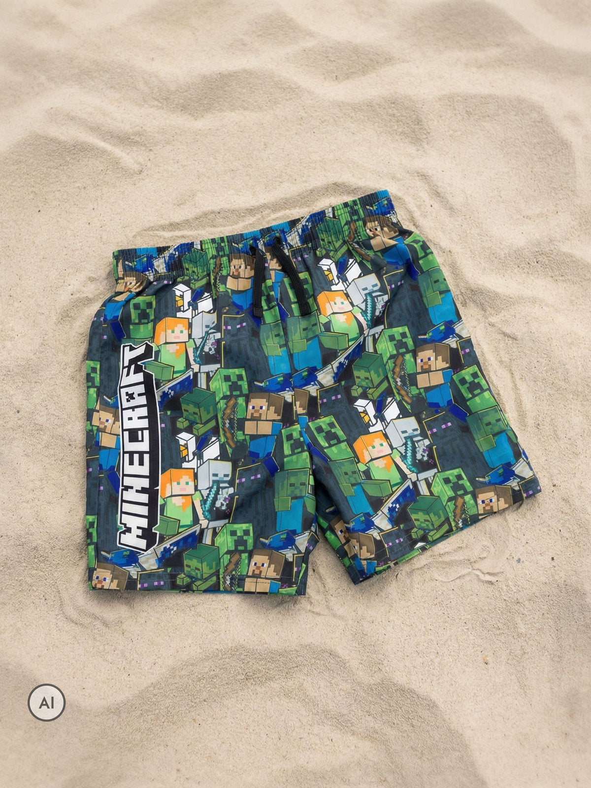Dsiney Kidz - Vanilla Underground Green Minecraft Swim Shorts image 2