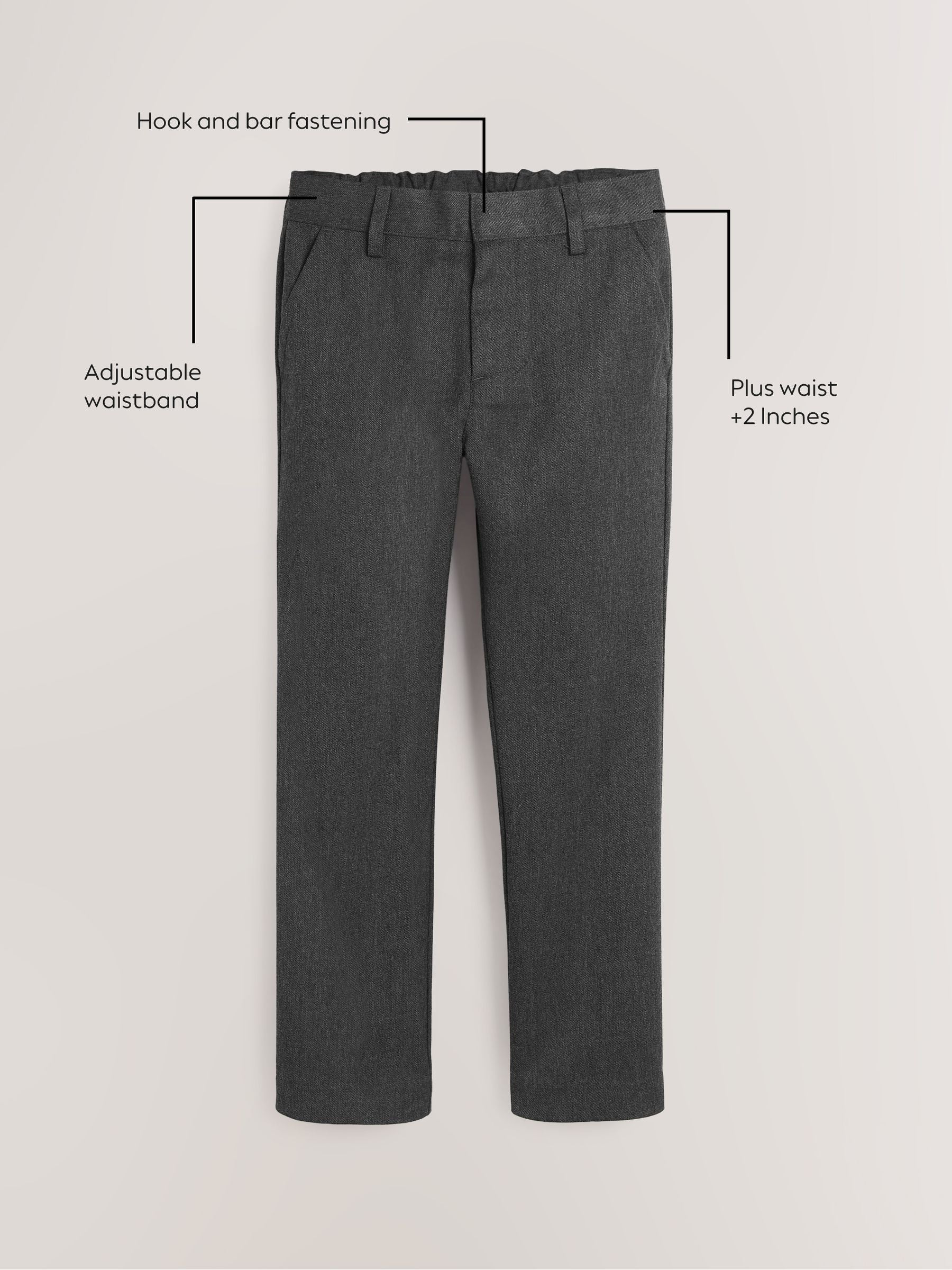 Dsiney Kidz - Grey Plus Waist Straight Leg School Trousers (3-17yrs) image 5