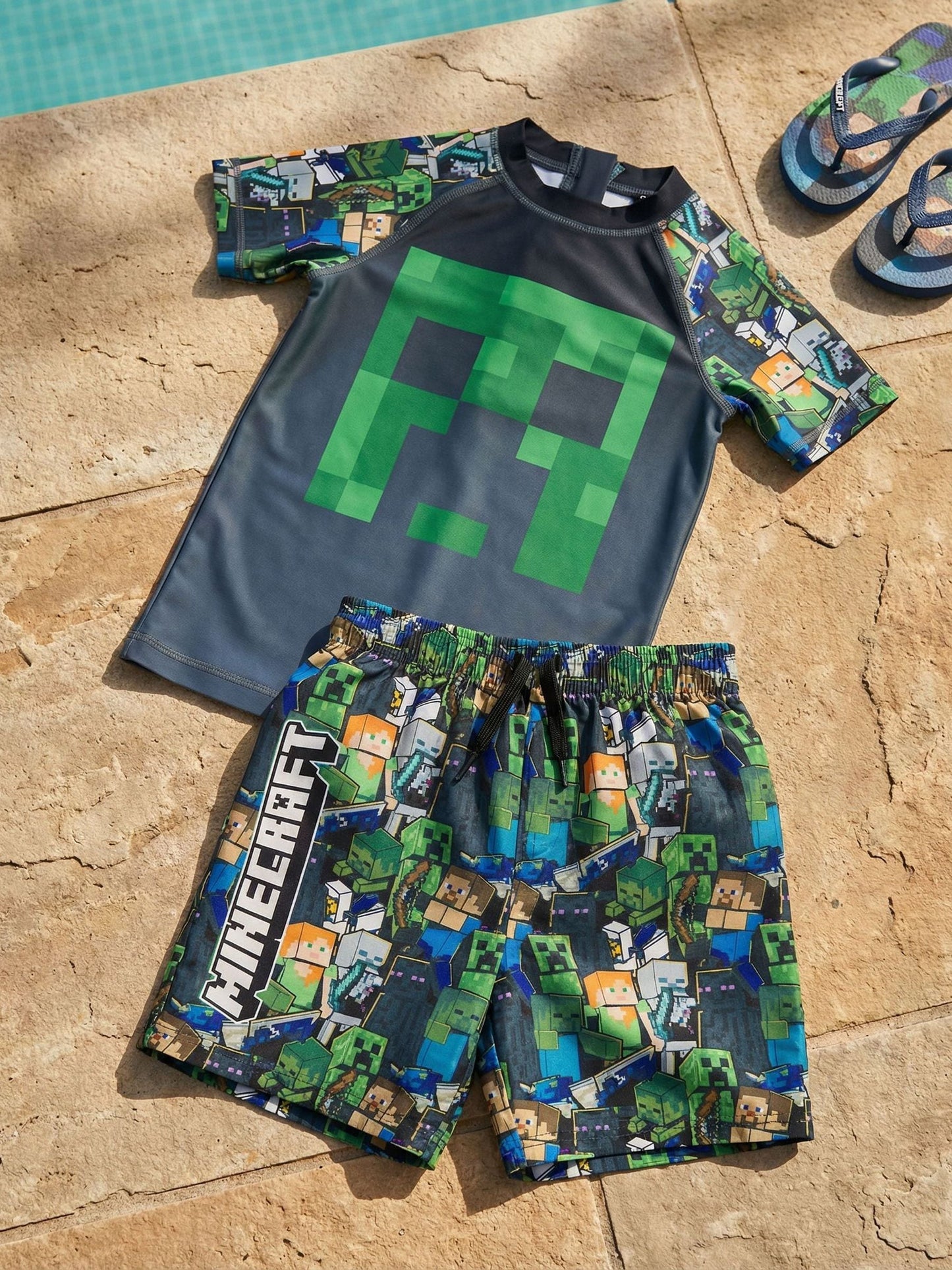 Dsiney Kidz - Vanilla Underground Green Minecraft Swim Sunsafe Suit image 1