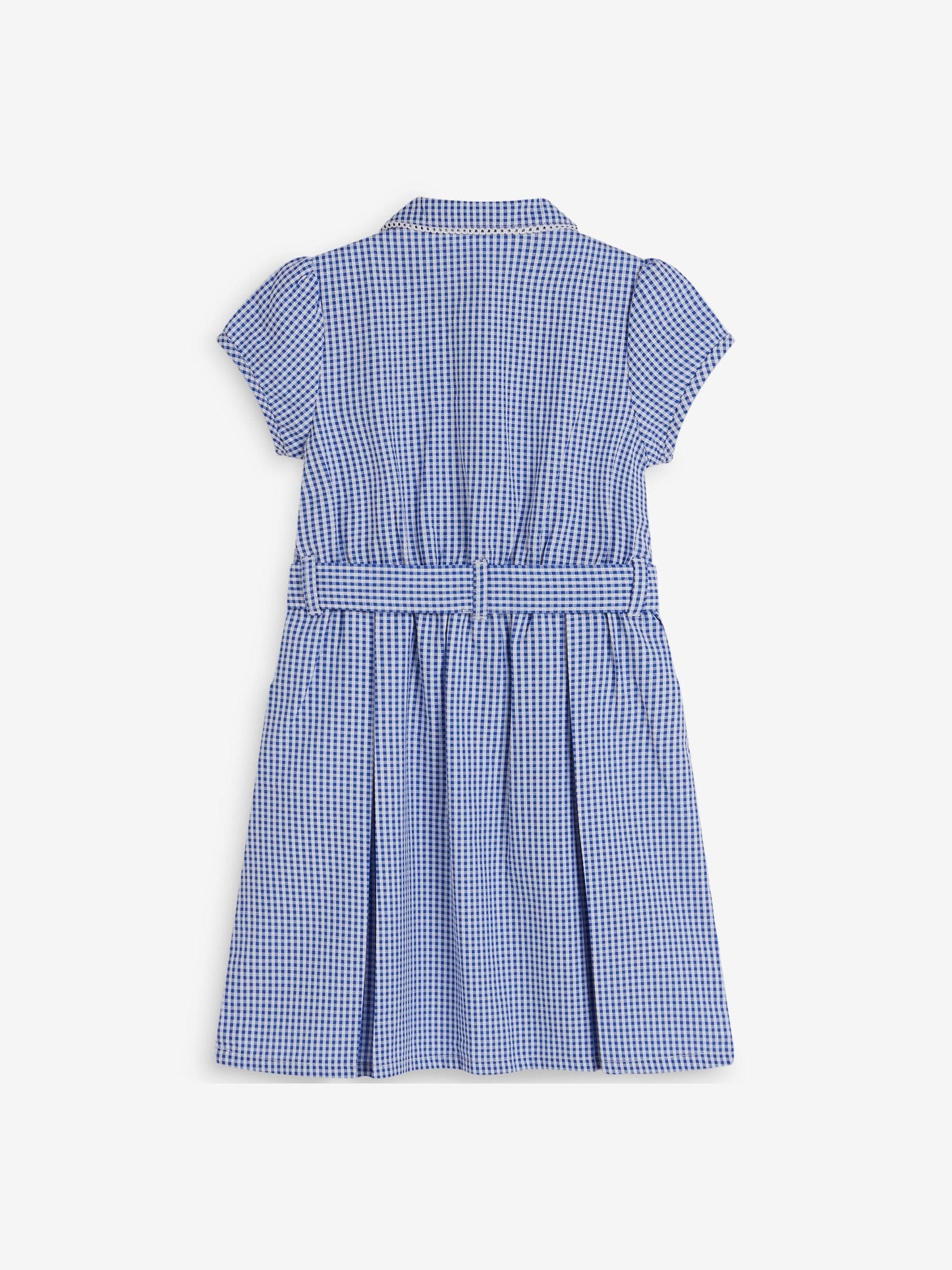Mid Blue Gingham Cotton Rich Belted School Dress with Scrunchie (3-14yrs) image 7