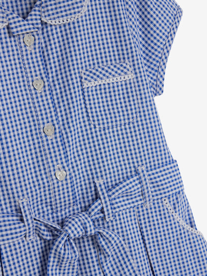 Mid Blue Gingham Cotton Rich Belted School Dress with Scrunchie (3-14yrs) image 8