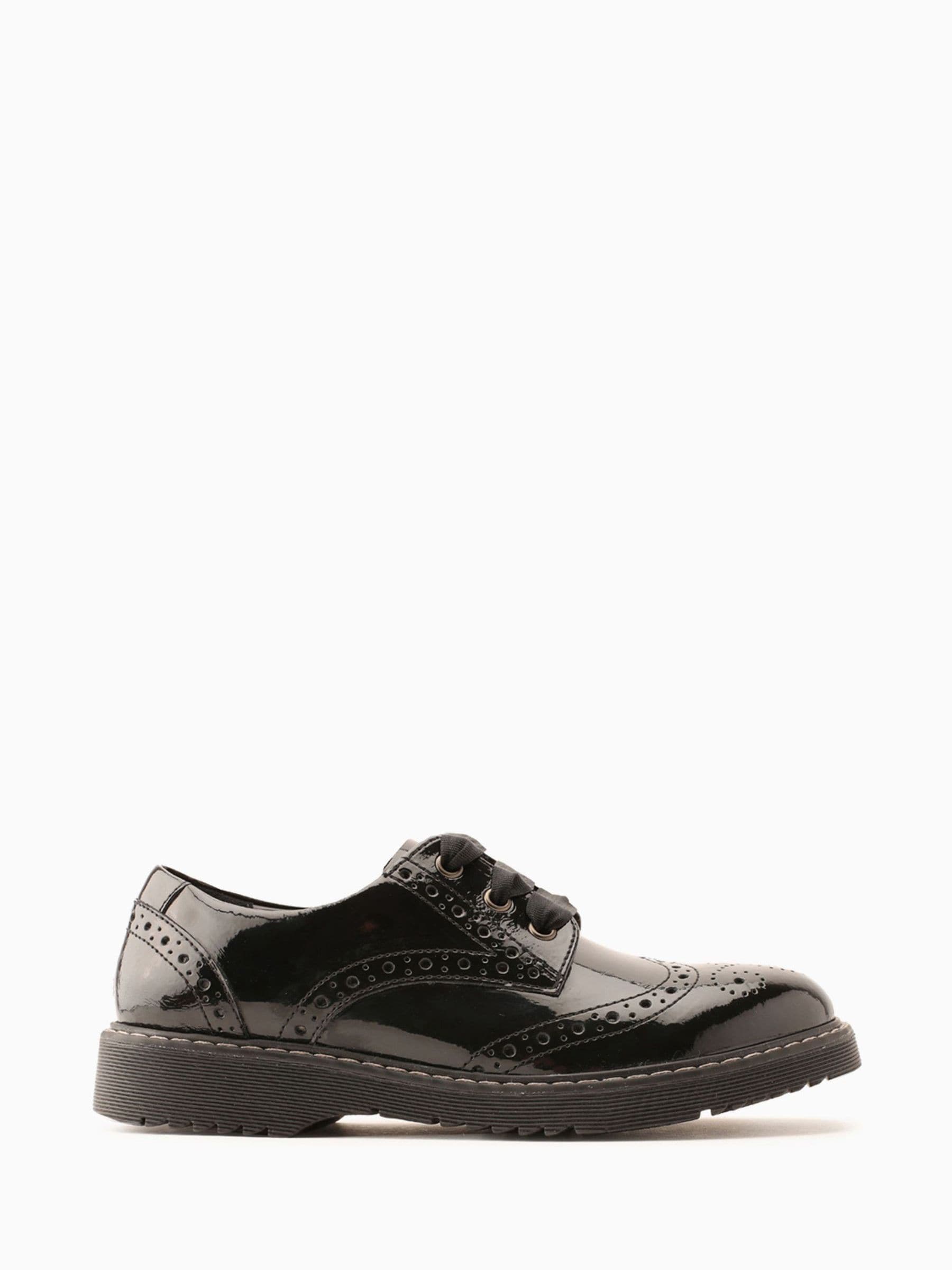 Start Rite Black Patent Standard Fit Leather Impulsive Chunky Brogue Lace Up Stitch Down School Shoes image 4