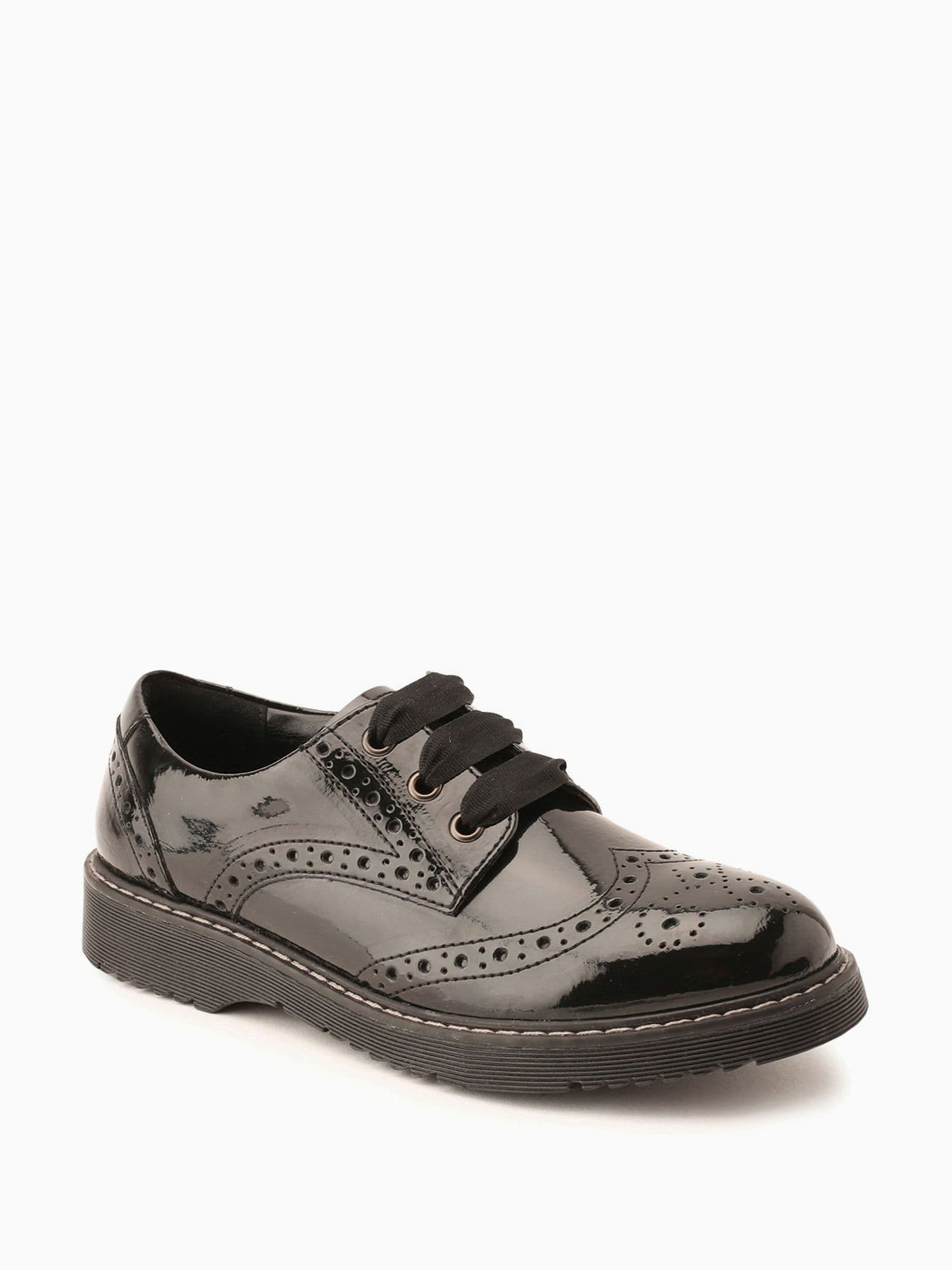 Start Rite Black Patent Standard Fit Leather Impulsive Chunky Brogue Lace Up Stitch Down School Shoes image 5