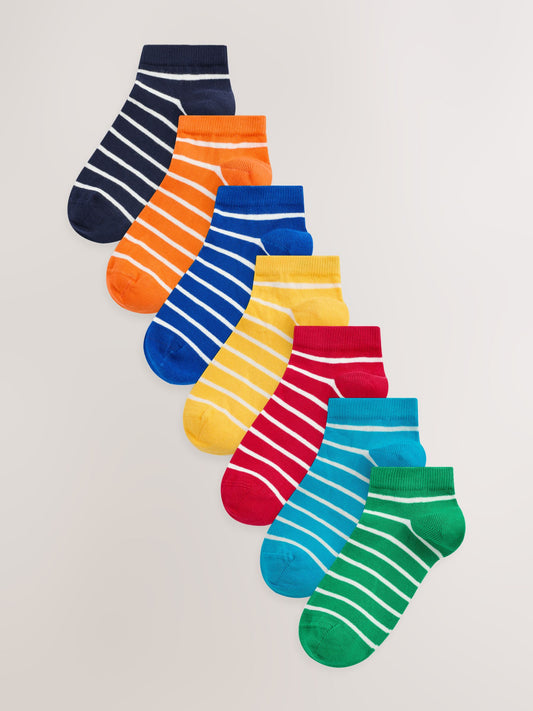 Rainbow Stripe Cotton Rich Trainer Socks 7 Pack image 1