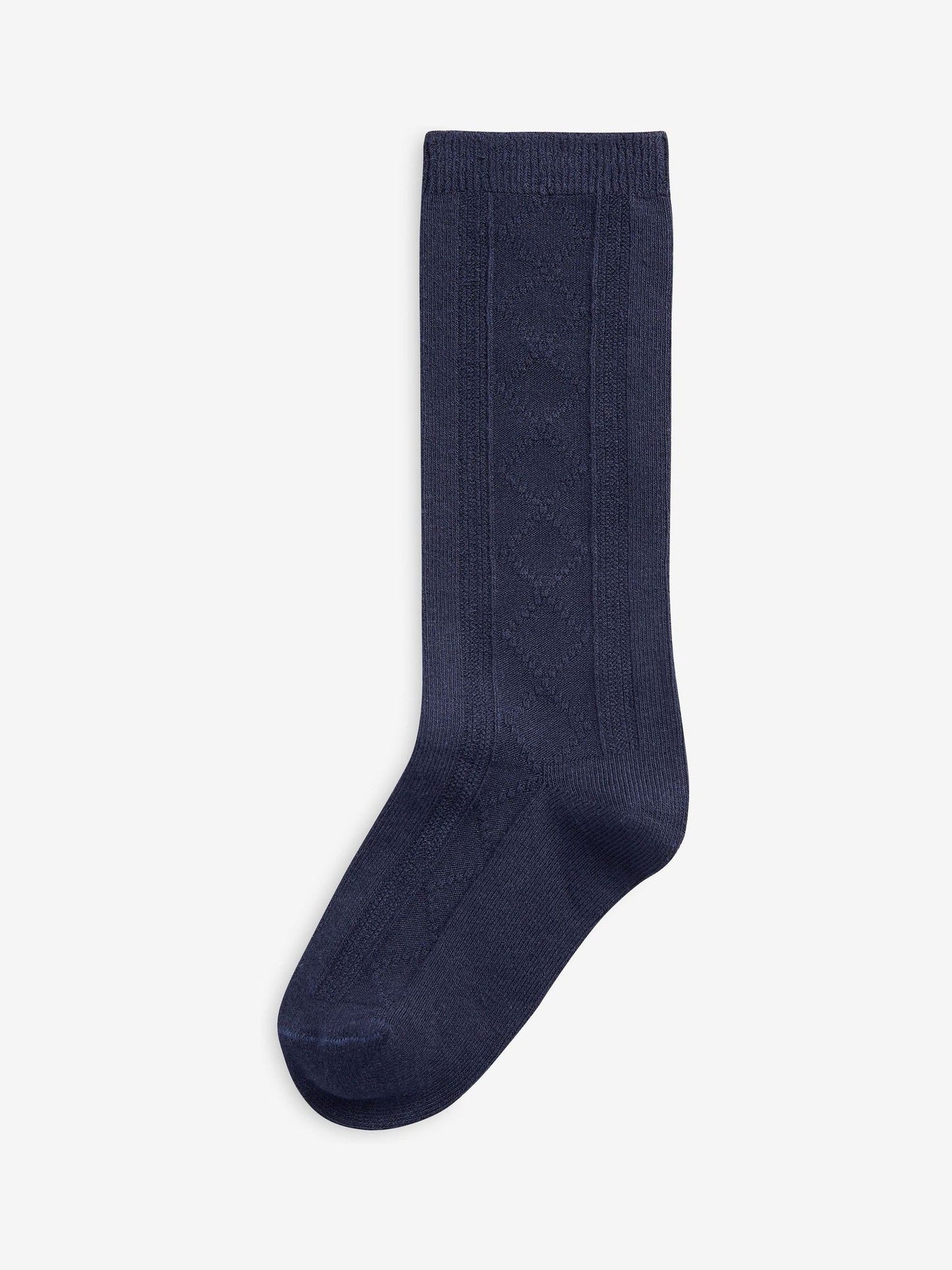 Navy Blue 3 Pack Cotton Rich Pointelle Knee High School Socks image 2
