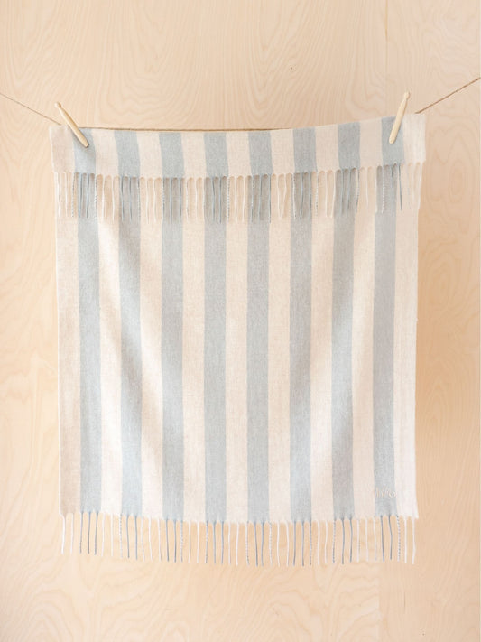 TBCo Oatmeal & Grey Stripe Lambswool Baby Blanket - image 1