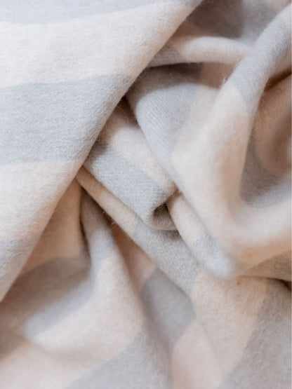 TBCo Oatmeal & Grey Stripe Lambswool Baby Blanket - image 2