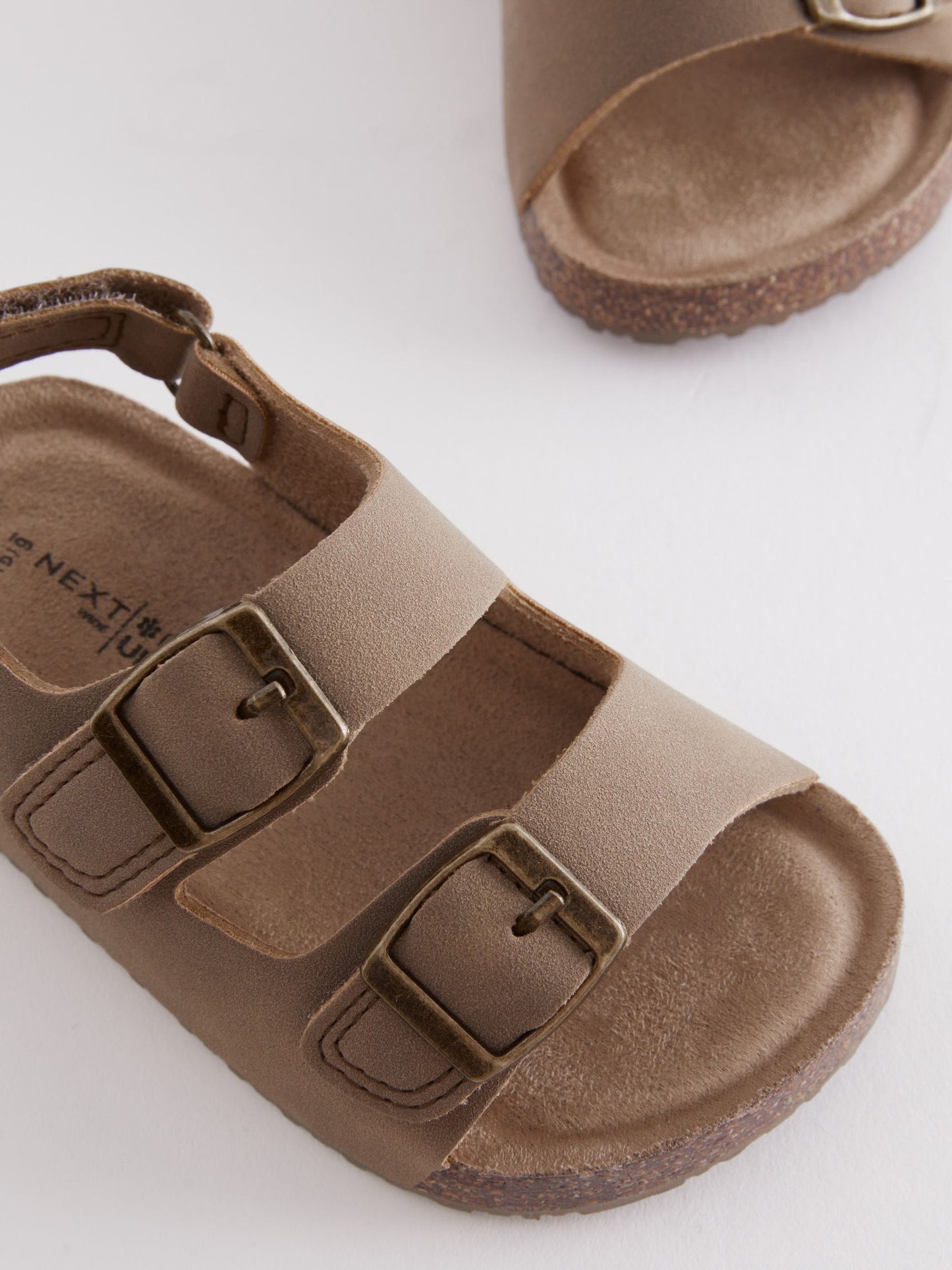 Stone Beige Wide Fit (G) Double Buckle Cushioned Footbed Sandals image 4