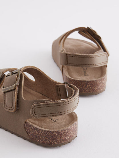 Stone Beige Wide Fit (G) Double Buckle Cushioned Footbed Sandals image 5