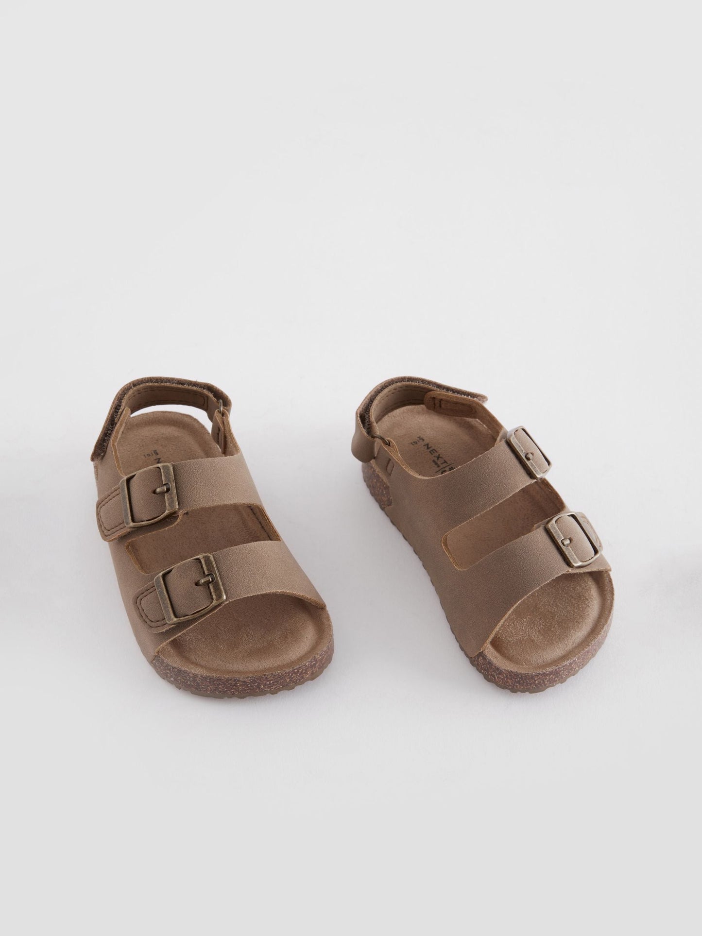 Stone Beige Wide Fit (G) Double Buckle Cushioned Footbed Sandals image 1