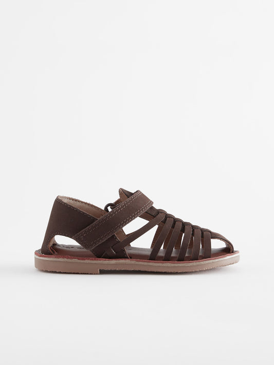 Chocolate Brown Leather Closed Toe Sandals