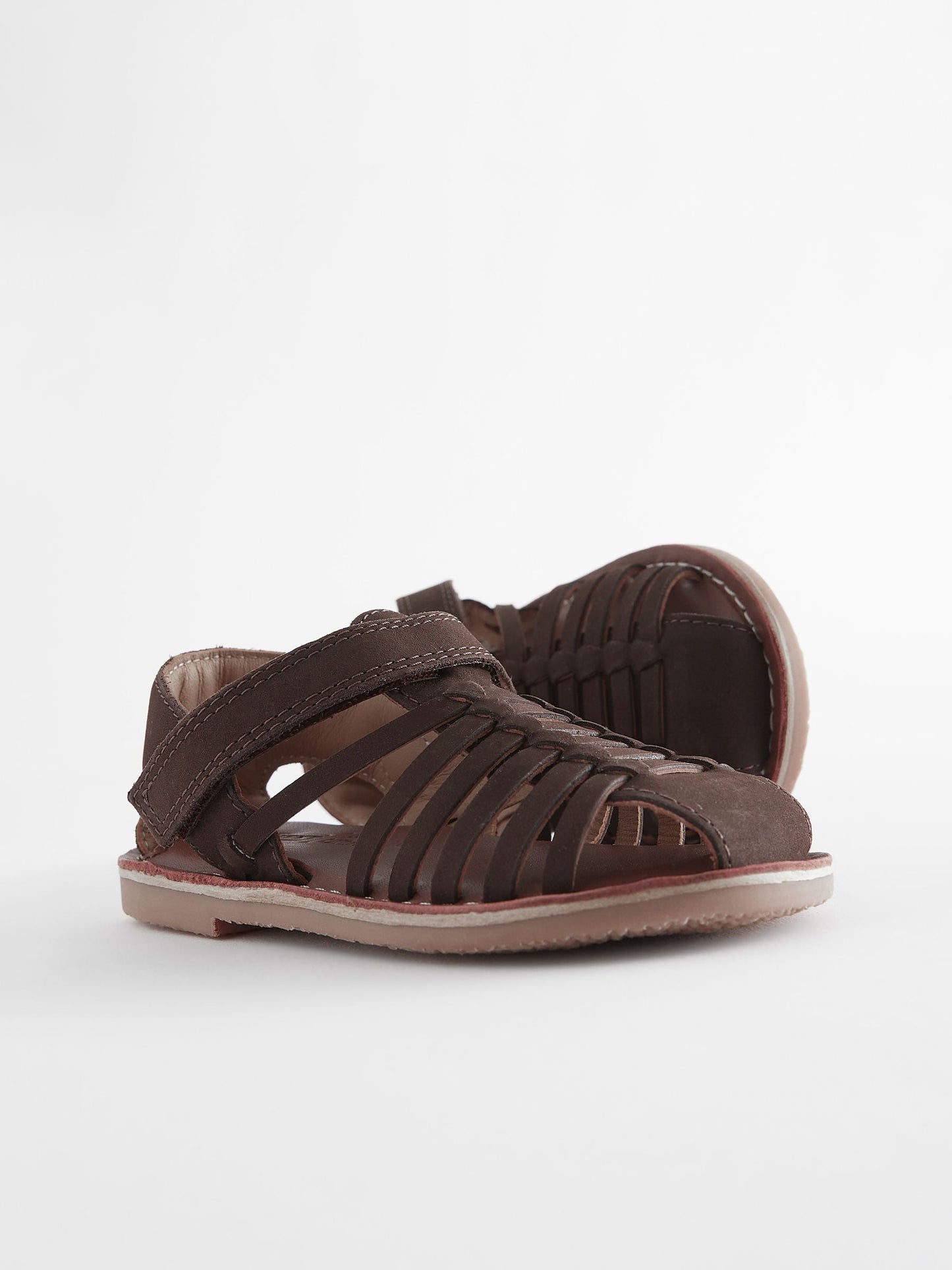 Chocolate Brown Leather Closed Toe Sandals