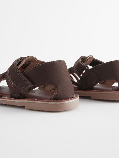 Chocolate Brown Leather Closed Toe Sandals