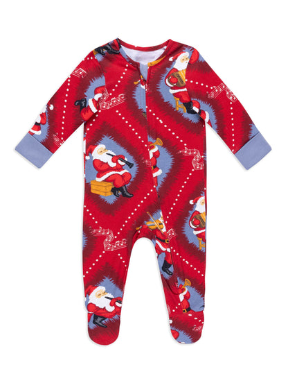 Chelsea Peers Red Baby Cotton Christmas Santa Songbook Print Sleepsuit - image 1