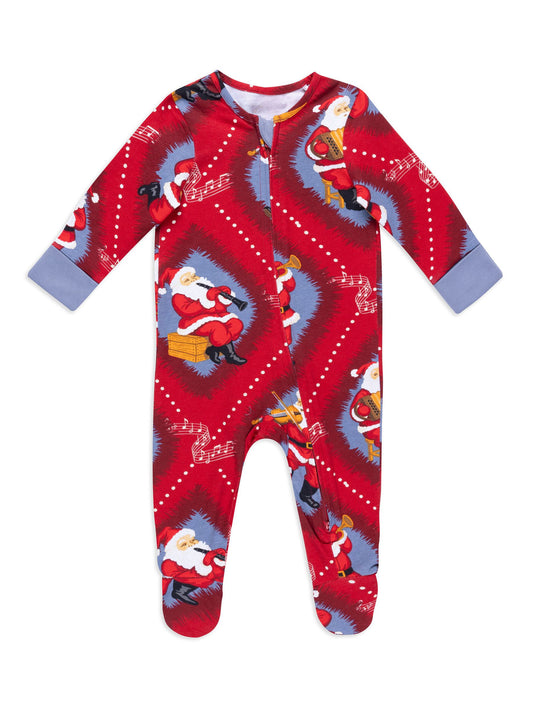 Chelsea Peers Red Baby Cotton Christmas Santa Songbook Print Sleepsuit - image 1