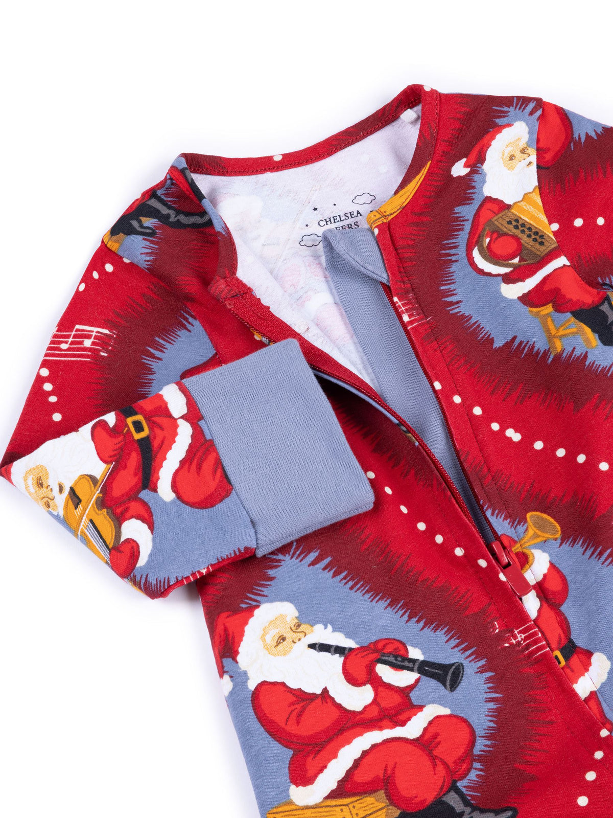 Chelsea Peers Red Baby Cotton Christmas Santa Songbook Print Sleepsuit - image 2