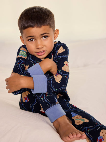Chelsea Peers Blue Kids Christmas Chip the Cockapoo Portraits Print Long Pyjamas Set - image 5