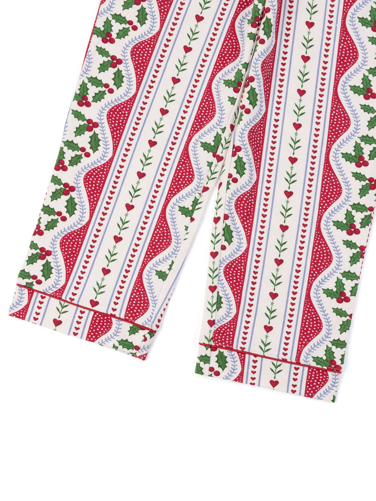 Chelsea Peers Red Kids Cotton Garland Holly Stripe Print Long Pyjamas Set - image 8