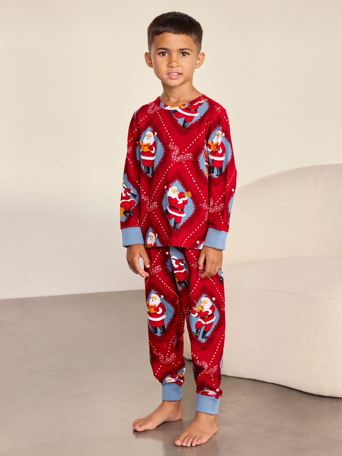 Chelsea Peers Red Kids Cotton Christmas Santa Songbook Print Long Pyjamas Set - image 1