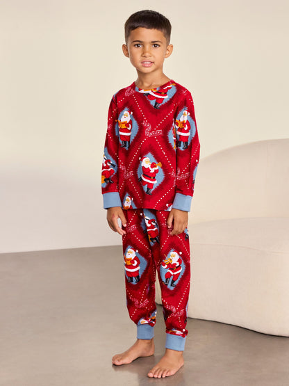 Chelsea Peers Red Kids Cotton Christmas Santa Songbook Print Long Pyjamas Set - image 1