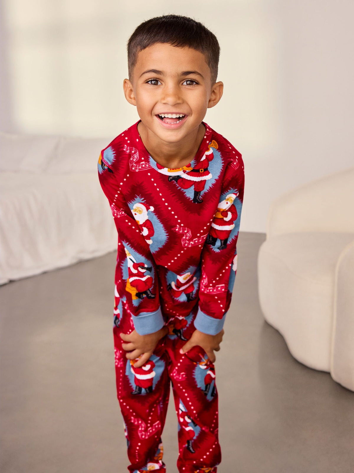 Chelsea Peers Red Kids Cotton Christmas Santa Songbook Print Long Pyjamas Set - image 2