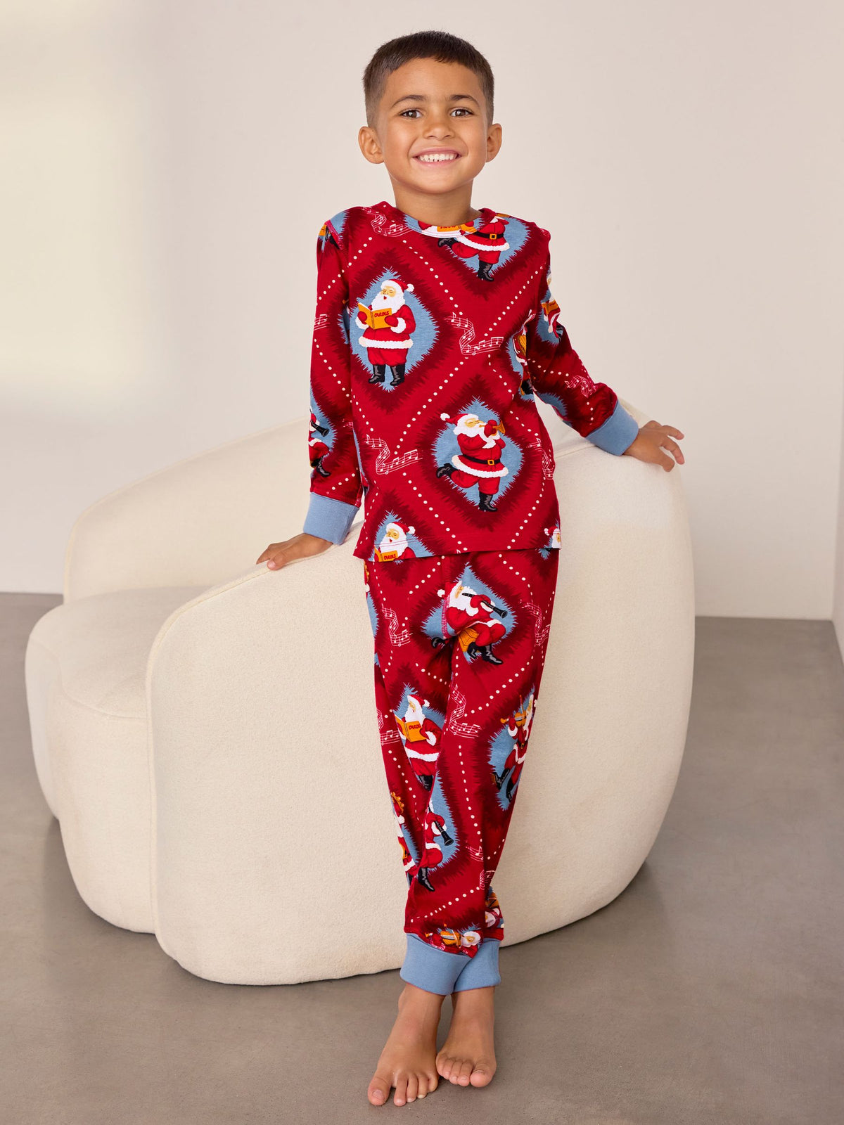 Chelsea Peers Red Kids Cotton Christmas Santa Songbook Print Long Pyjamas Set - image 4