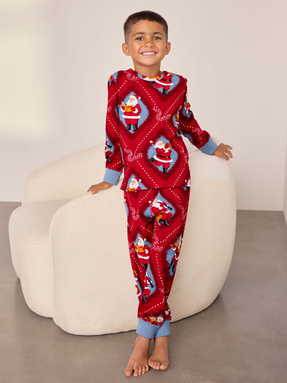 Chelsea Peers Red Kids Cotton Christmas Santa Songbook Print Long Pyjamas Set - image 4