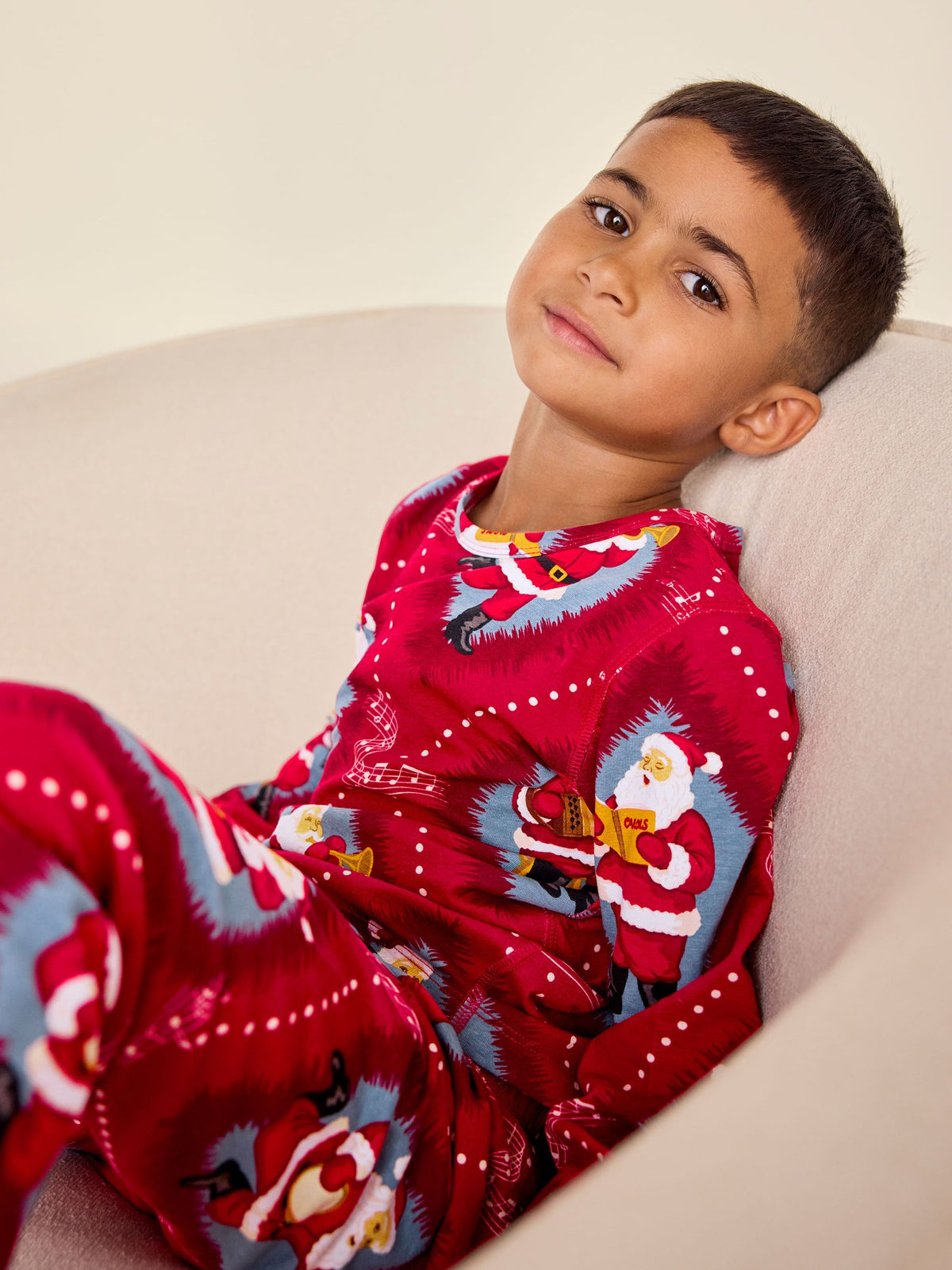 Chelsea Peers Red Kids Cotton Christmas Santa Songbook Print Long Pyjamas Set - image 6