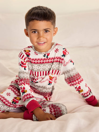 Chelsea Peers Natural Kids Musical Santa Fairisle Print Long Pyjamas Set - image 2