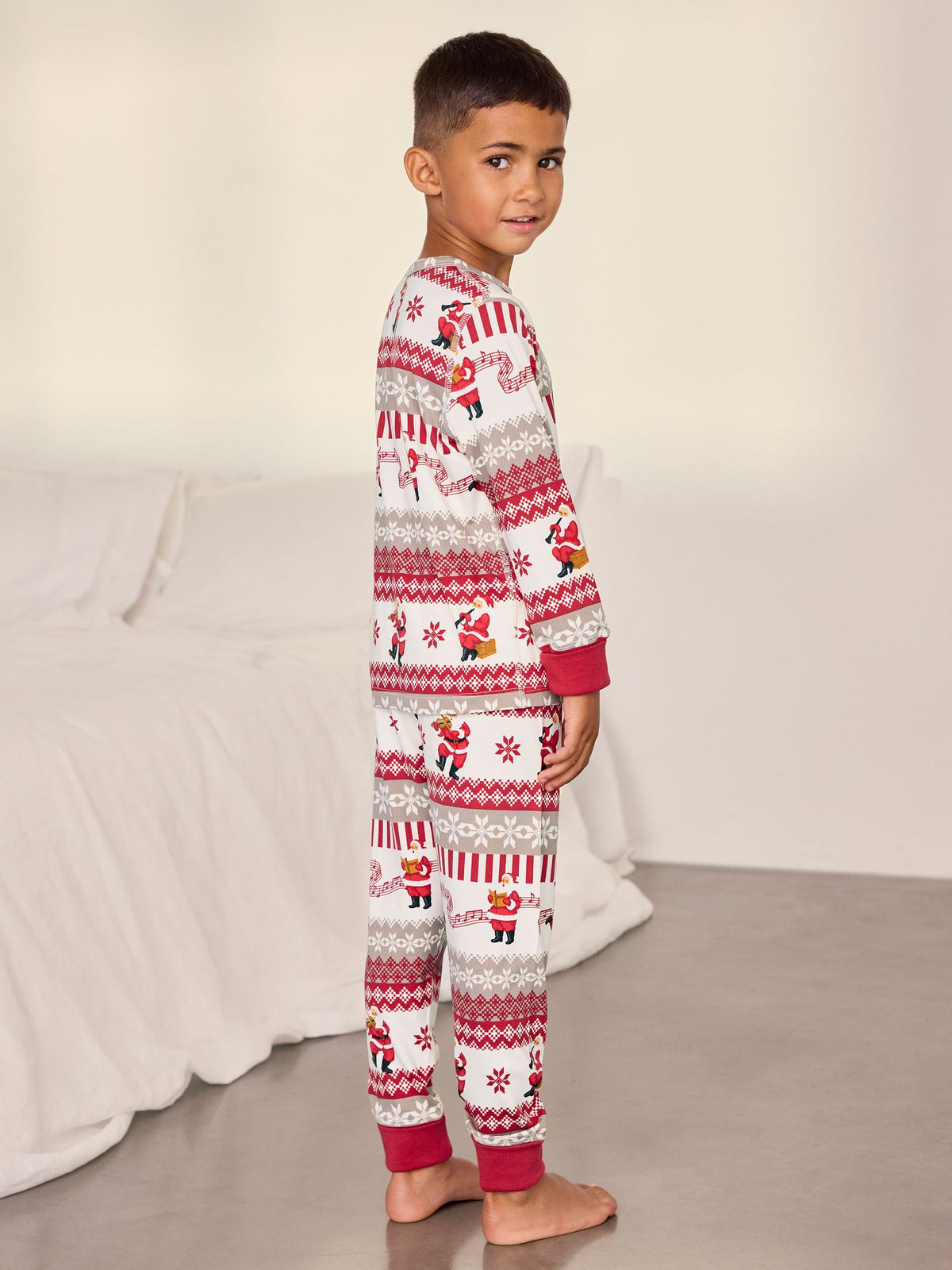 Chelsea Peers Natural Kids Musical Santa Fairisle Print Long Pyjamas Set - image 3