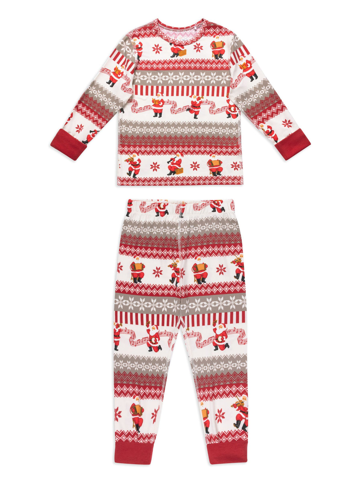 Chelsea Peers Natural Kids Musical Santa Fairisle Print Long Pyjamas Set - image 8