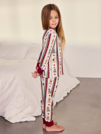 Chelsea Peers Natural Kids Christmas Chip the Cockapoo Stripe Print Long Pyjamas Set - image 3
