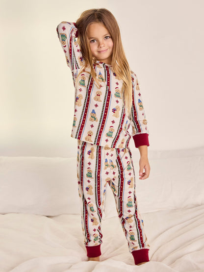 Chelsea Peers Natural Kids Christmas Chip the Cockapoo Stripe Print Long Pyjamas Set - image 5