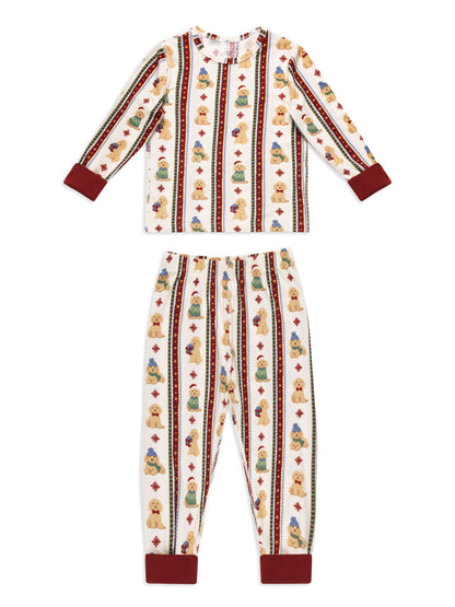 Chelsea Peers Natural Kids Christmas Chip the Cockapoo Stripe Print Long Pyjamas Set - image 6