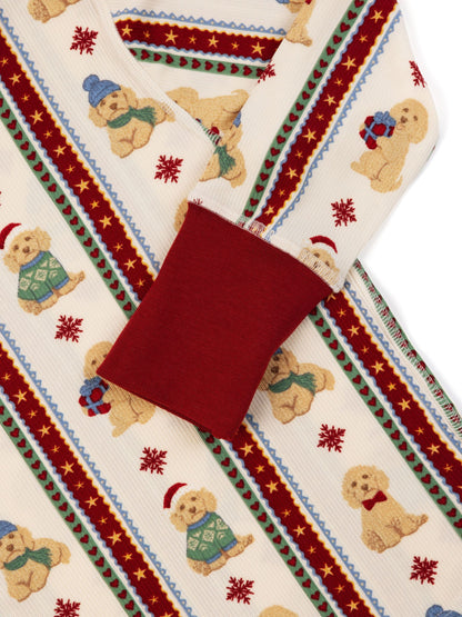 Chelsea Peers Natural Kids Christmas Chip the Cockapoo Stripe Print Long Pyjamas Set - image 7