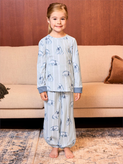 Chelsea Peers White Kids Cotton Polar Bear Stripe Print Long Pyjamas Set - image 1