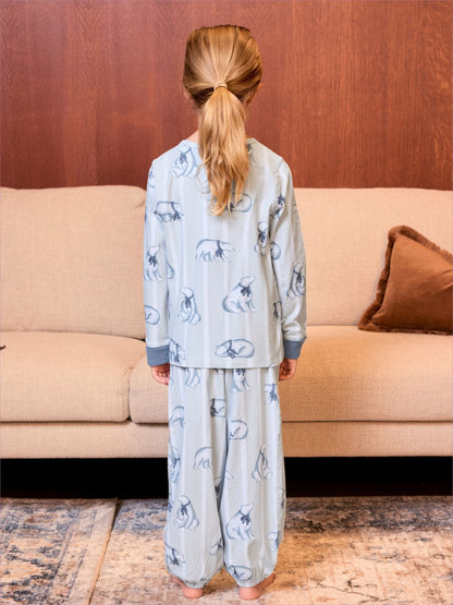 Chelsea Peers White Kids Cotton Polar Bear Stripe Print Long Pyjamas Set - image 2